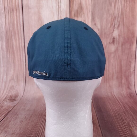 2017 Patagonia P-6 Logo Stretch Fit Hat Cap Mens Size Large Teal Blue 38098 - Picture 7 of 16
